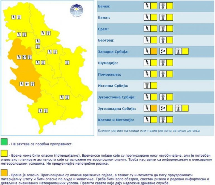 Nevreme se premešta ka šumadiji i pomoravlju: rhmz upozorava na pljuskove, grad i jak vetar